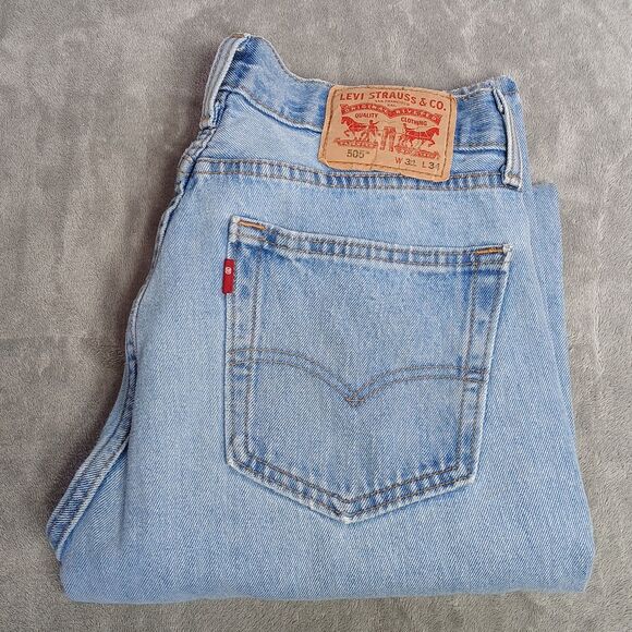 Levi's Other - Levis 505 Jeans Mens 31x34 (Fits 30x32) Blue Classic Light Wash Denim Skater Y2k